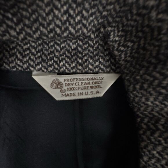 VTG Hunt Valley Mens 48R Wool Herringbone Tweed Blazer Elbow Patch Sport Coat - Picture 11 of 16